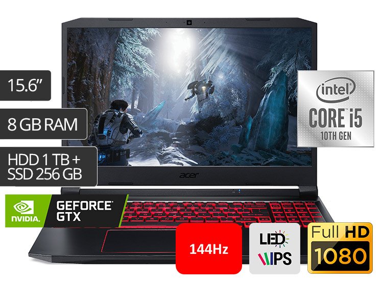 Computador Portátil Gamer Acer 15.6″ Intel Core I5 10300H Ram 8Gb Disco 256  Ssd + 1 Tb Hdd